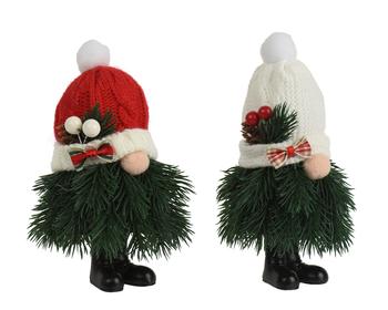 Visuel 1 du produit Gnome sapin à bascule en PE vert avec bonnet - 8 x 10 x 18 cm