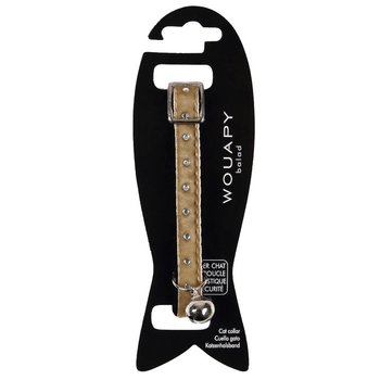 Visuel 1 du produit Collier pour chat en nylon coloris beige avec galon velours strass Wouapy - Taille unique