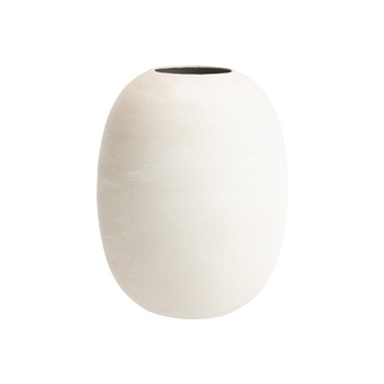 Visuel 1 du produit Vase haut ovale en métal blanc - 24 x 24 x 30 cm