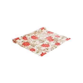 Visuel 1 du produit Chemin de table en coton et lin à fleurs beige et orange Sonate - 150 x 50 cm