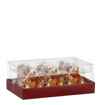Visuel 1 du produit Lot de 6 bougies chauffe-plat forme ours avec tambour marron - Ø 4 x H 5 cm