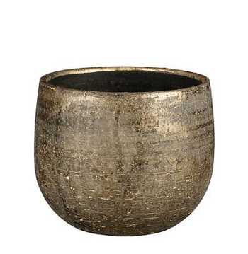 Visuel 1 du produit Cache-pot en céramique coloris bronze métallique Edelman Hollande Marcus – Ø 16 x H 14 cm