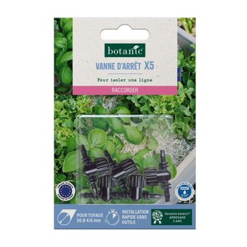 Visuel 1 du produit 5 vannes d'arrêt pour tuyau Ø 4/6 mm botanic® - Arrosage goutte à goutte