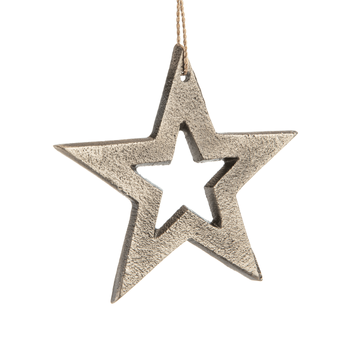Visuel 1 du produit Suspension de Noël en aluminium ajouré argenté - 9 x 9 cm
