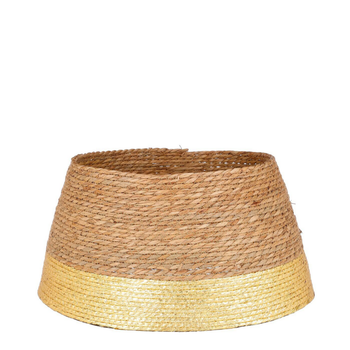 Visuel 1 du produit Jupe de sapin de Noël en jacinthe d’eau naturelle avec bordure or Mica Decorations - Ø 50 x H 26 cm