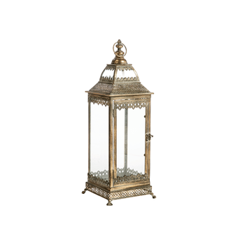 Visuel 1 du produit Lanterne carrée en fer coloris or ancien Pompidou - 23 x 23 x 62 cm