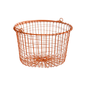 Visuel 1 du produit Panier filaire avec anses en métal orange - Ø 25 x H 16 cm