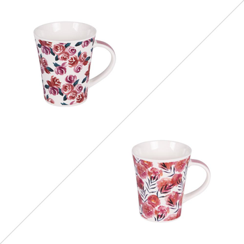 Visuel 1 du produit Coffret de 2 mugs en porcelaine décorée rose Rosalia - 39 cl