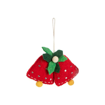 Visuel 1 du produit Décoration à suspendre 2 carillons en feutrine rouge - 4,7 x 3,3 cm