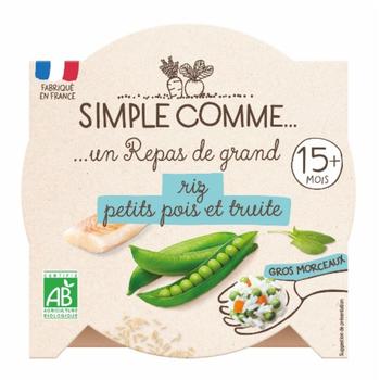 Visuel 1 du produit Assiette riz, petits pois et truite bio dès 15 mois Simple Comme - 190 g