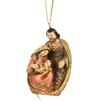 Visuel 1 du produit Décoration de Noël Suspension Joseph, Marie, Jésus en polyrésine coloris multicolore - L 4,70 x L 3 x H 7 cm