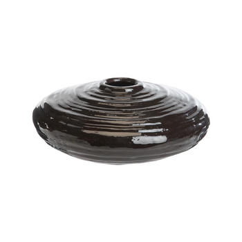 Visuel 1 du produit Soliflore bas à décor spirale en aluminium chocolat - Ø 22 x H 9 cm