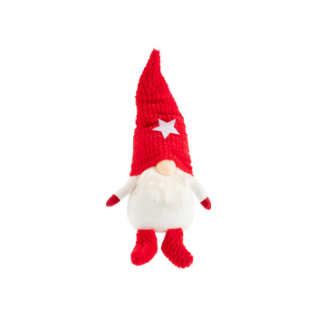 Visuel 1 du produit Gnome rouge et blanc assis avec bonnet étoile - 50 cm