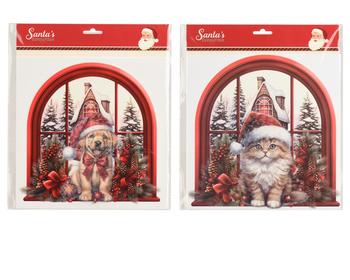 Visuel 1 du produit Vitrophanie 3D chien ou chat rouge - 28 x 28 cm