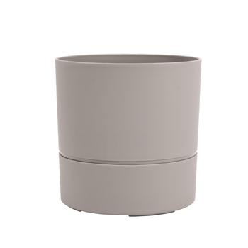 Visuel 1 du produit Pot rond en plastique à réserve d'eau coloris grège Poetic Aquaduo - Ø 14,3 x H 14,3 cm