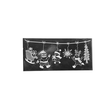Visuel 1 du produit Décoration de Noël sticker scintillant Père Noël, renne et pingouin en PVC coloris blanc - 23 x 49 cm