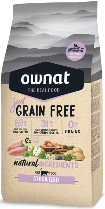 Visuel 1 du produit Croquette pour chat adulte stérilisé Grain Free Jus Ownat - 8 kg
