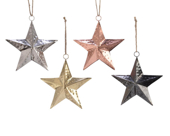 Visuel 1 du produit Suspension en forme d’étoile en métal coloré - 3 x 10 x 10 cm
