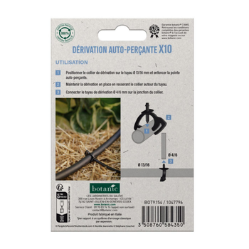 Visuel 1 du produit 10 jonctions cannelées pour tuyau Ø 4/6 mm auto-perçantes botanic® - Arrosage goutte à goutte