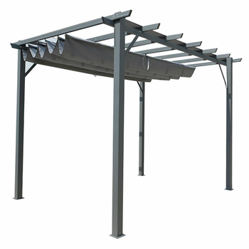 Visuel 1 du produit Pergola avec toile d'ombrage coloris gris en aluminium - 4 x 3 m
