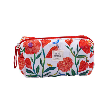 Visuel 1 du produit Petite trousse matelassée Cartesdart Pivoines - 16,5 x 13,5 cm