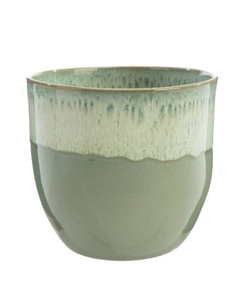 Visuel 1 du produit Cache-pot en céramique vert Basalt - Ø 21,7 x H 19,5 cm