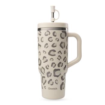 Visuel 1 du produit Gourde nomade isotherme Travel Cup Wild en inox coloris beige sable Qwetch - 900 ml