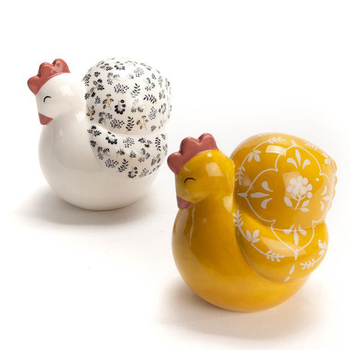 Visuel 1 du produit Poule déco Mimosa en porcelaine - 10 x 13,5 x 12 cm