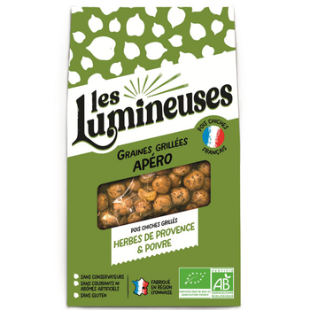 Visuel 1 du produit Pois chiches grillés bio apéro herbes de Provence et poivre Les Lumineuses - 90 g