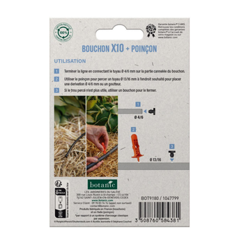 Visuel 1 du produit 10 bouchons cannelés + poinçon tuyau Ø 4/6 mm botanic® - Arrosage goutte à goutte