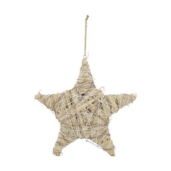 Visuel 1 du produit Suspension forme étoile en herbe blanchie grand modèle - 58 x 58 cm