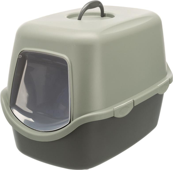 Visuel 1 du produit Maison de toilette pour chat coloris gris et vert avec couvercle recyclé Trixie Vico - 40 x 40 x 56 cm