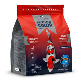 Visuel 1 du produit Nourriture complète premium pour koïs de minimum 25 cm de long Aquatic Science Excellent Color - Taille L sac de 5 kg
