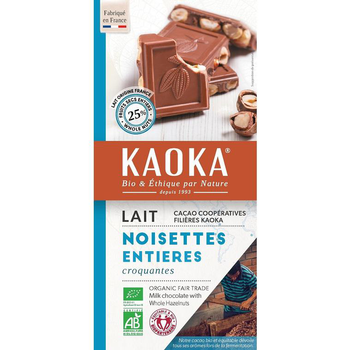 Visuel 1 du produit Chocolat au lait aux noisettes entières bio - 180 g