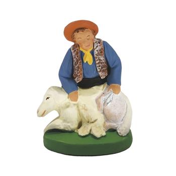 Visuel 1 du produit Personnage de crèche de Noël tondeur de mouton Santons Escoffier - 7 cm