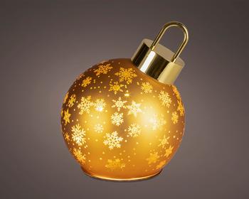 Visuel 1 du produit Boule de Noël animée à poser en verre doré à LED blanc chaud - Ø 14 cm