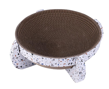 Visuel 1 du produit Griffoir en carton pour chat coloris blanc navette Wouapy Terrazzo - 35 x 13 cm