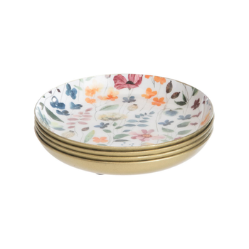 Visuel 1 du produit Sous-verres en métal blanc à fleurs multicolores x 4 - 10 x 3 cm