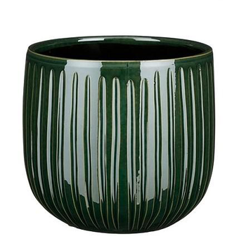 Visuel 1 du produit Pot rond Edelman Hollande cannelé vert foncé Pablo – Ø 21 x H 19 cm