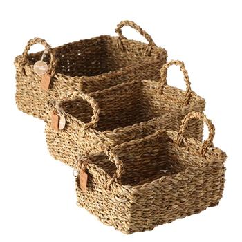Visuel 1 du produit Panier rectangulaire en algues marines marron Sophy petit modèle - 28 x 20 x H 15 cm