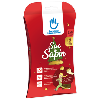 Visuel 1 du produit Sac à sapin compostable doré Handicap International - pour sapins jusqu'à 2,20 mètres
