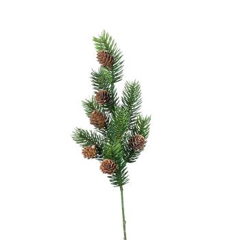 Visuel 1 du produit Branche artificielle de sapin vert avec cônes marron - 38 cm