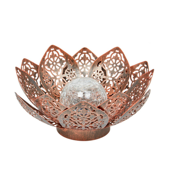 Visuel 1 du produit Lanterne solaire Lotus Damasque coloris marron effet blanc froid en métal Smartgarden - 11 x 28 x 28 cm