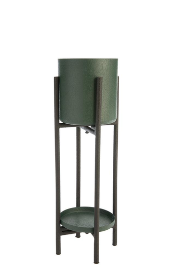 Visuel 1 du produit Porte plante double rond coloris vert en métal - 23 x 23 x 72 cm