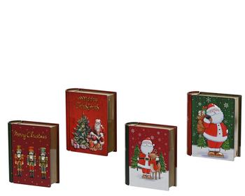 Visuel 1 du produit Boîte livre cadeau en étain rouge et vert - 11,8 x 10 x 3,8 cm