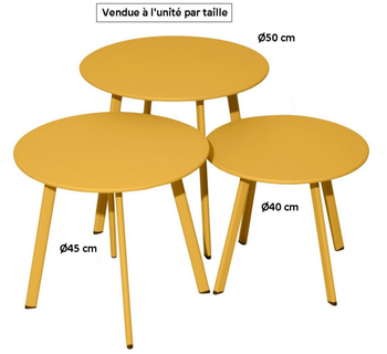 Visuel 1 du produit Table basse d'appoint, acier époxy miel, PROLOISIRS Massaï - Ø 40 cm