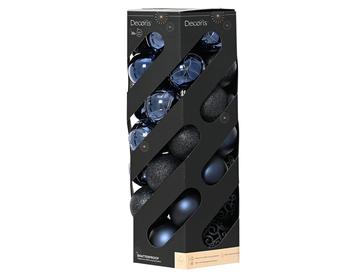 Visuel 1 du produit Boîte de 35 boules de Noël en plastique recyclé bleu nuit - Ø 6 cm