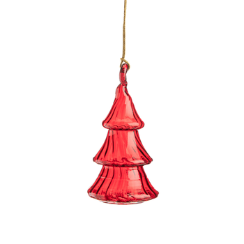 Visuel 1 du produit Suspension forme sapin en verre rouge transparent - Ø 5 x H 9,5 cm