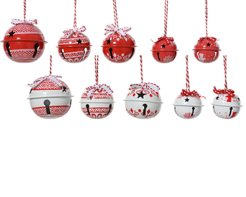 Visuel 1 du produit Sac de 14 cloches en métal rouge et blanc - Ø 6 cm