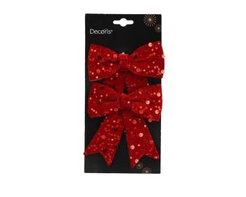 Visuel 1 du produit Nœud à paillettes en polyester bordeaux petit modèle - 12 cm